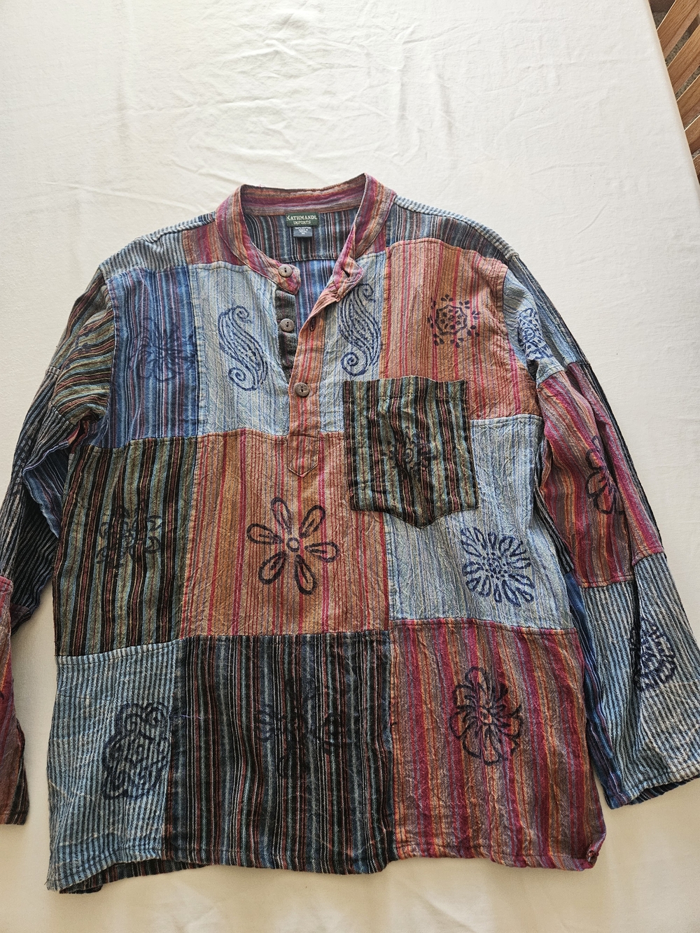 💮Boho Hippie Kathmandu Imports Patchwork Style Shirt - Multicolor- Size Medium